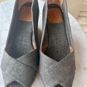 Tory Burch Charcoal Wedge Shoes